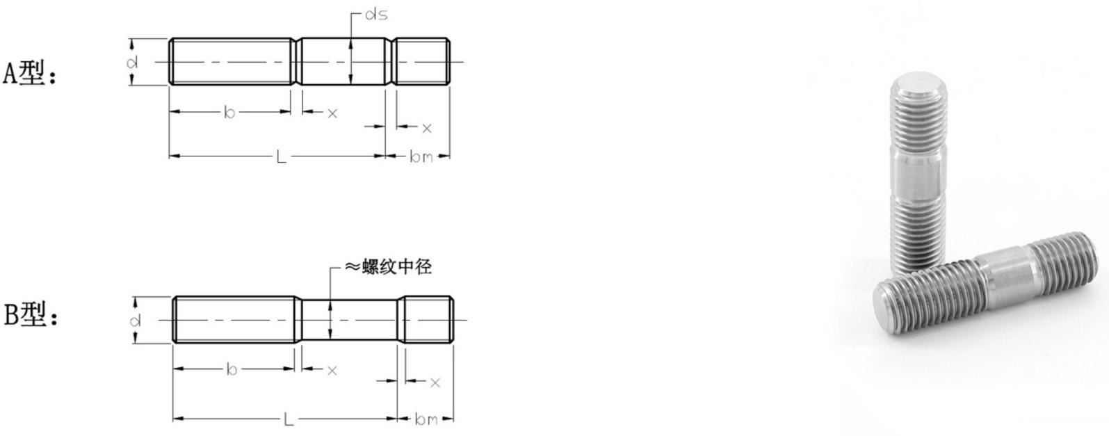 gb897 Double End Studs-bm=1d GB897 Double End Studs-bm=1d