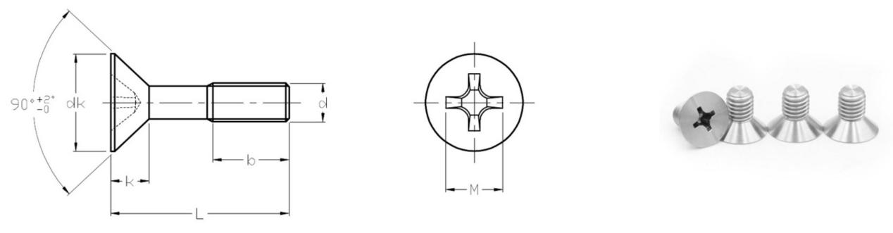 DIN965 Cross Recessed Countersunk Head Screws สกรูหัวจม Countersunk ข้าม DIN965