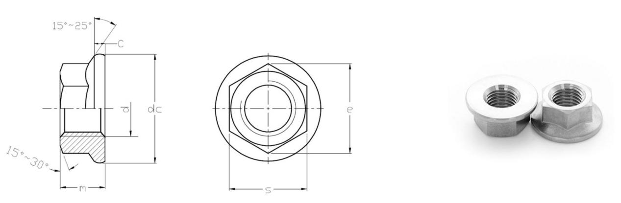 DIN6923 Titanium Hexagon Flange Nuts น็อตหน้าแปลนหกเหลี่ยมไทเทเนียม DIN6923