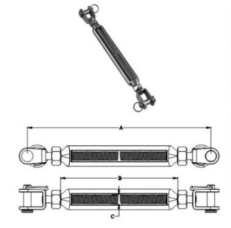 TURNBUCKLE,FRAME TYPE WITH NUT(JAW+JAW) เทิร์นบัคเคิล แบบเฟรมพร้อมน็อต(ขากรรไกร+ขากรรไกร)