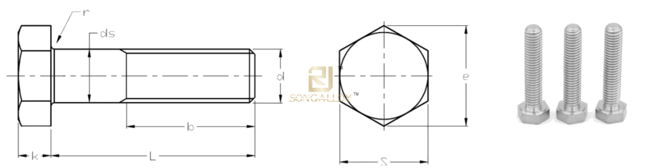 asme b18.2.1 น็อตหกเหลี่ยมหนักไทเทเนียม