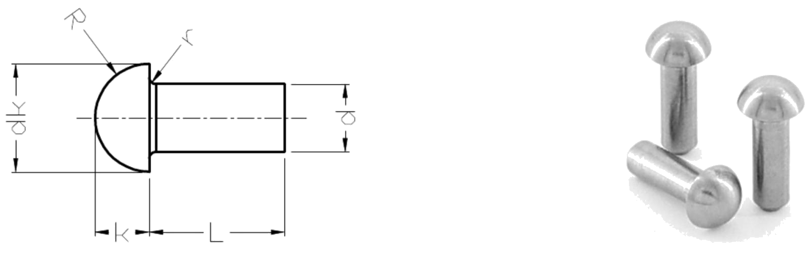 หมุดย้ำหัวกลมสแตนเลส