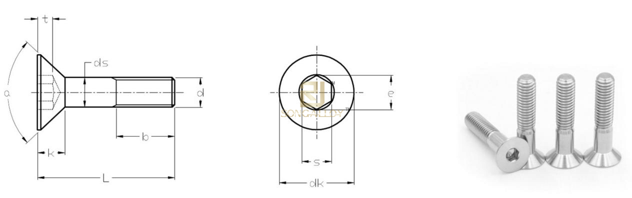 สกรูหัวจมซ็อกเก็ตซ็อกเก็ต DIN7991