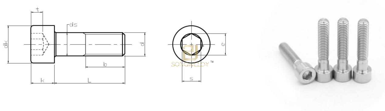 ขนาดสกรูไทเทเนียม DIN912