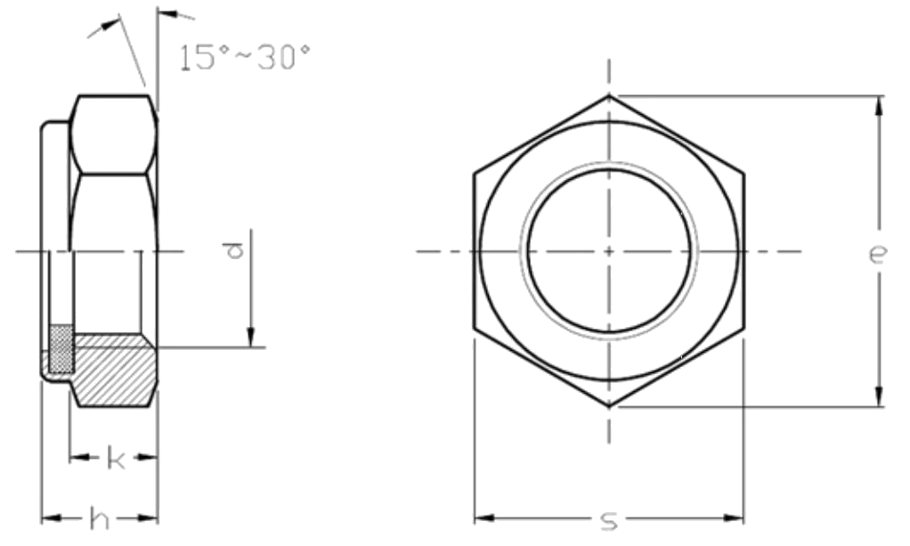 ISO 10511 น็อตไทเทเนียมหกเหลี่ยมบาง