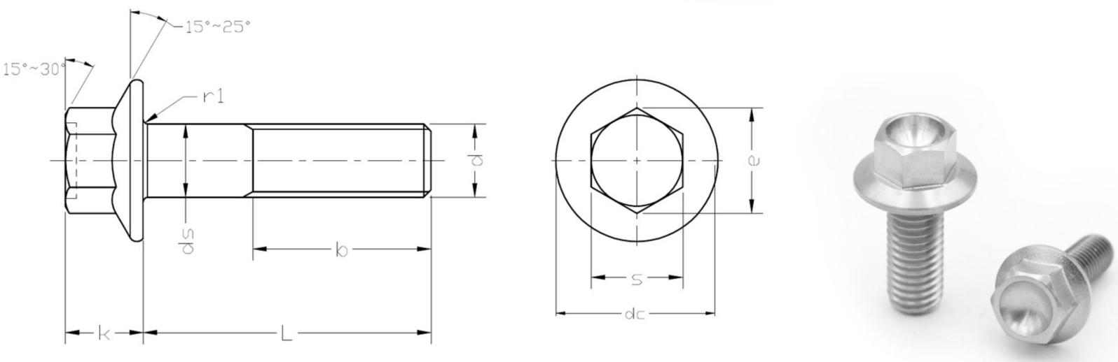 สลักเกลียวหน้าแปลนหกเหลี่ยมไทเทเนียม ISO4162-ขนาดเล็ก