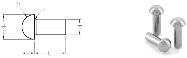 หมุดย้ำหัวกลมไทเทเนียม
