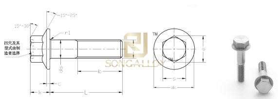 DIN6921 สลักเกลียวรูปหกเหลี่ยม